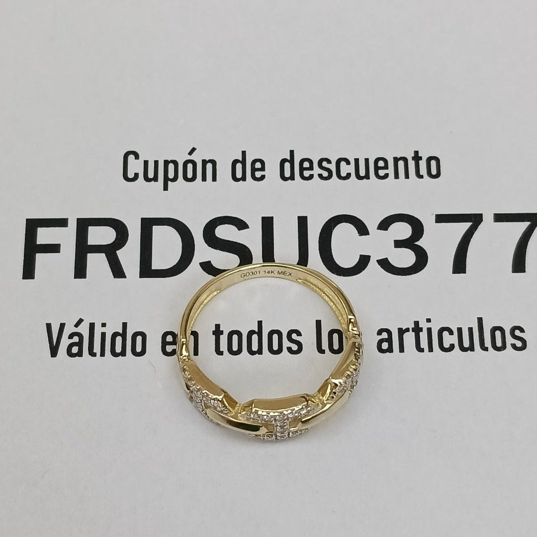 ANILLO ANILLITO C CIRCONIAS 14K 7 TALLA 2.9 GR (NUEVO)