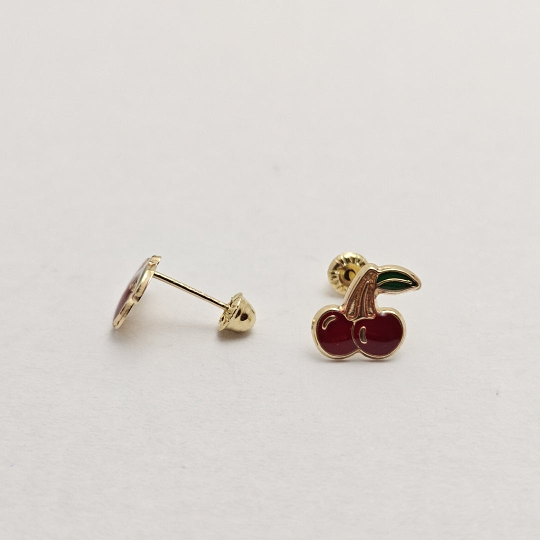 BROQUELES BROQUE FIG CEREZA C ESMALTE 14K 0.2203 GR (NUEVO)