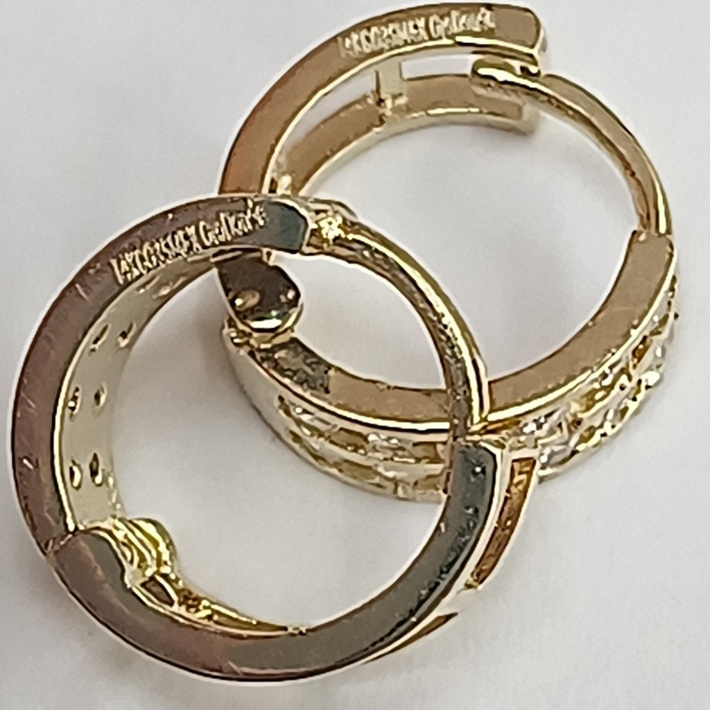 ARETES HUGGIES C CIRCONIAS 14K 1.8 GR (NUEVO)