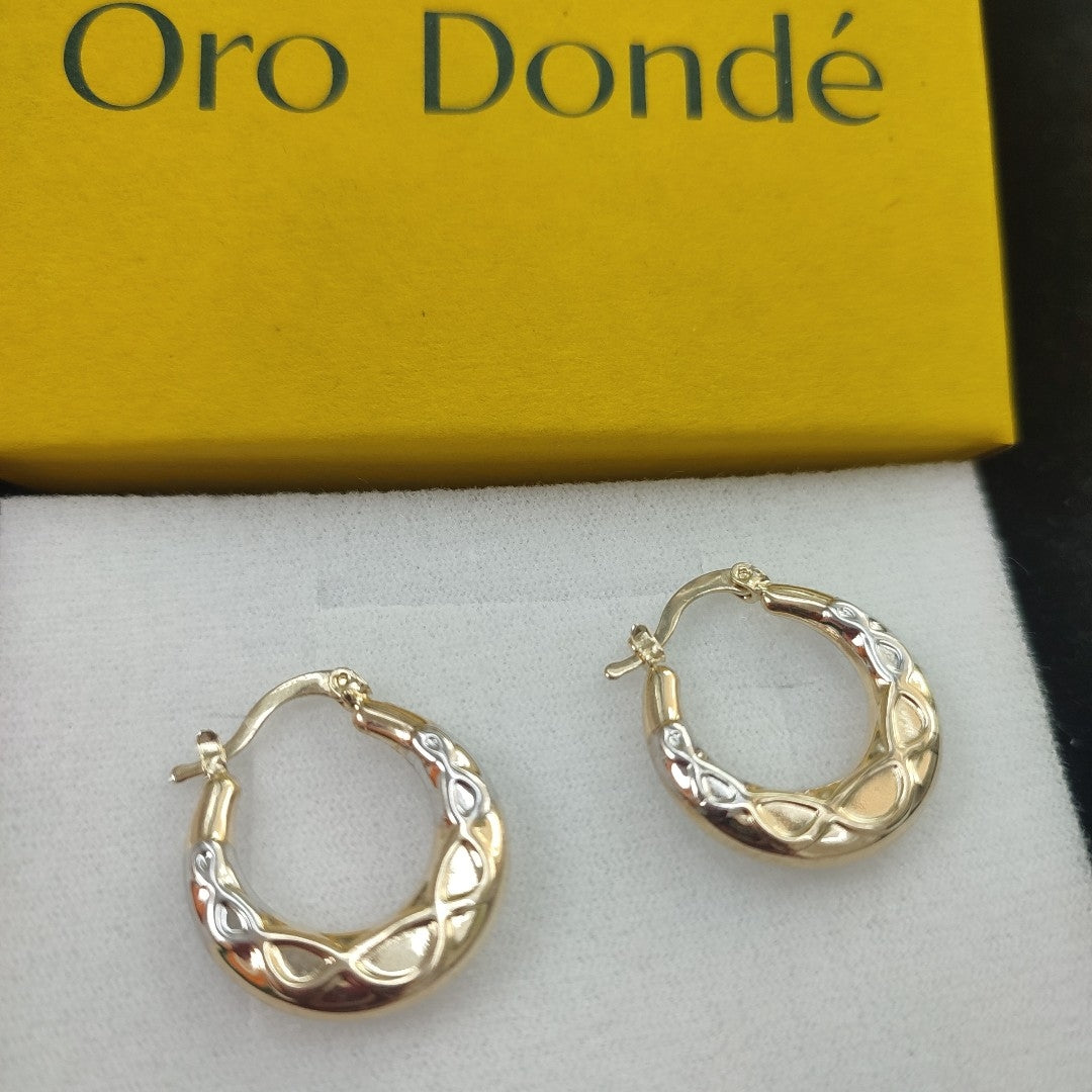 ARETES ARRACADAS COMBINADAS CON INFINITO 14K 2.3 GR (NUEVO)