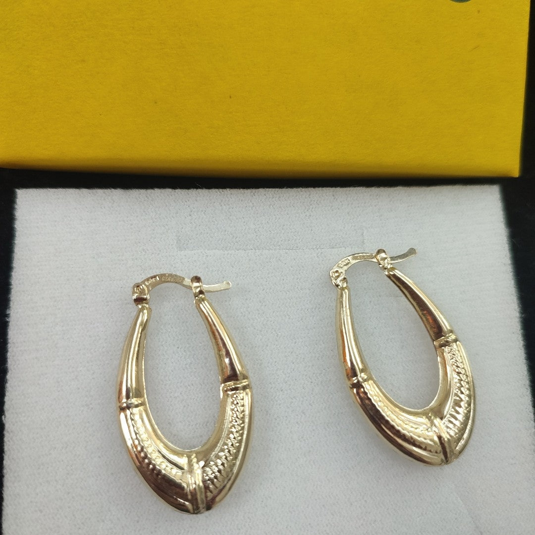 ARETES ARRACADAS ESTRIADAS 14K 2.6 GR (NUEVO)