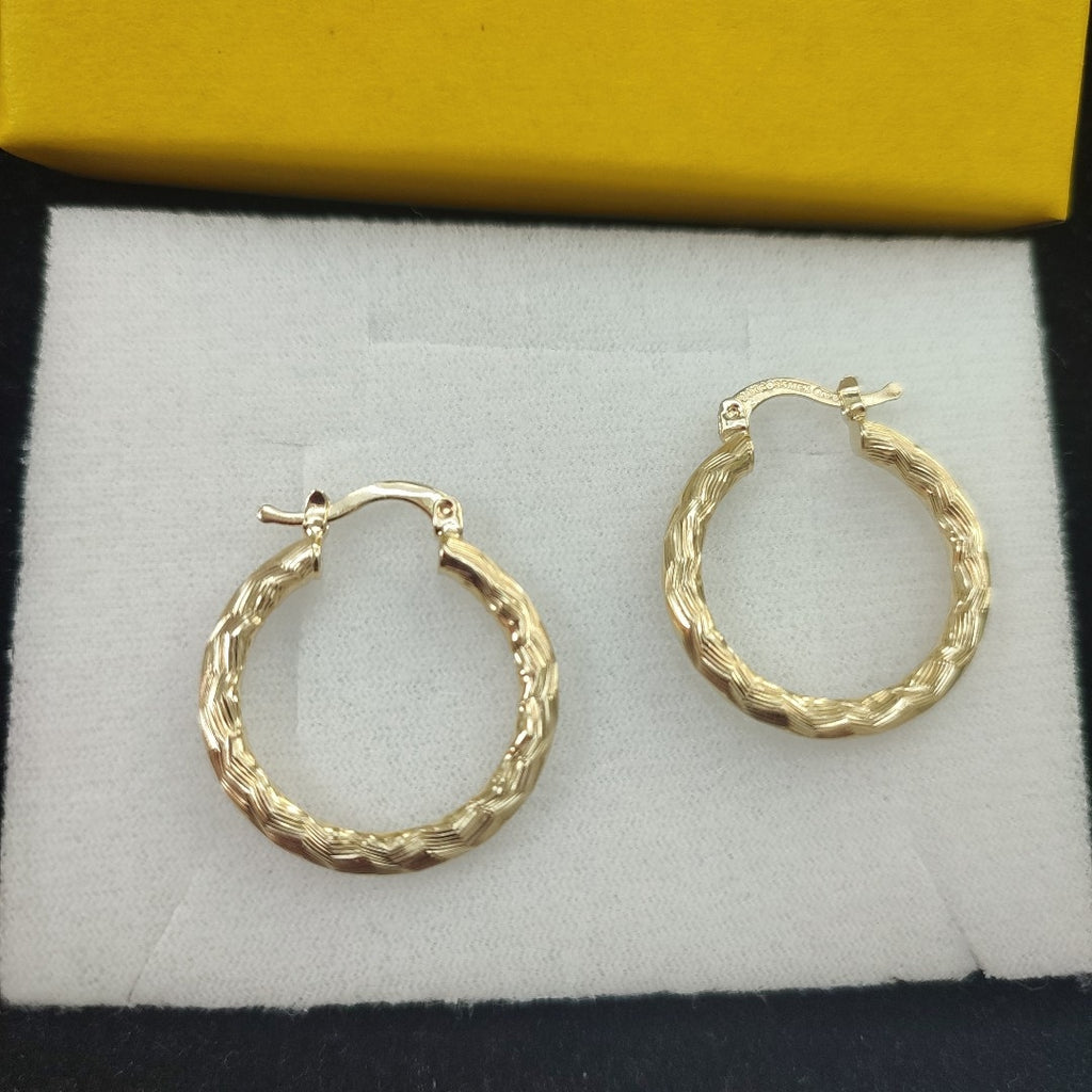 ARETES TEJIDO ARRACADA LABRADA 14K 2.5 GR (NUEVO)