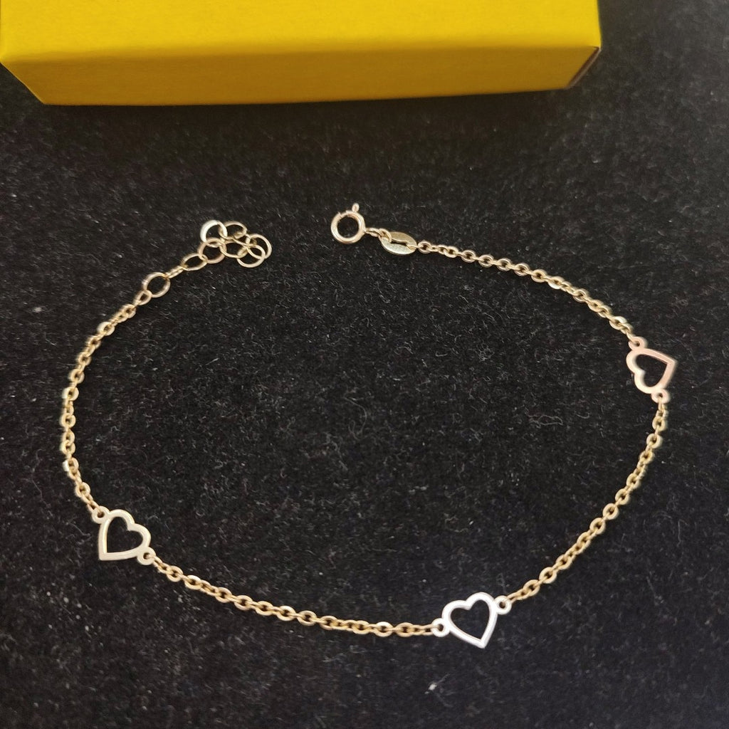 PULSERA ESPECIAL CON CORAZONES 10K 18 CM 1.2 GR (NUEVO)