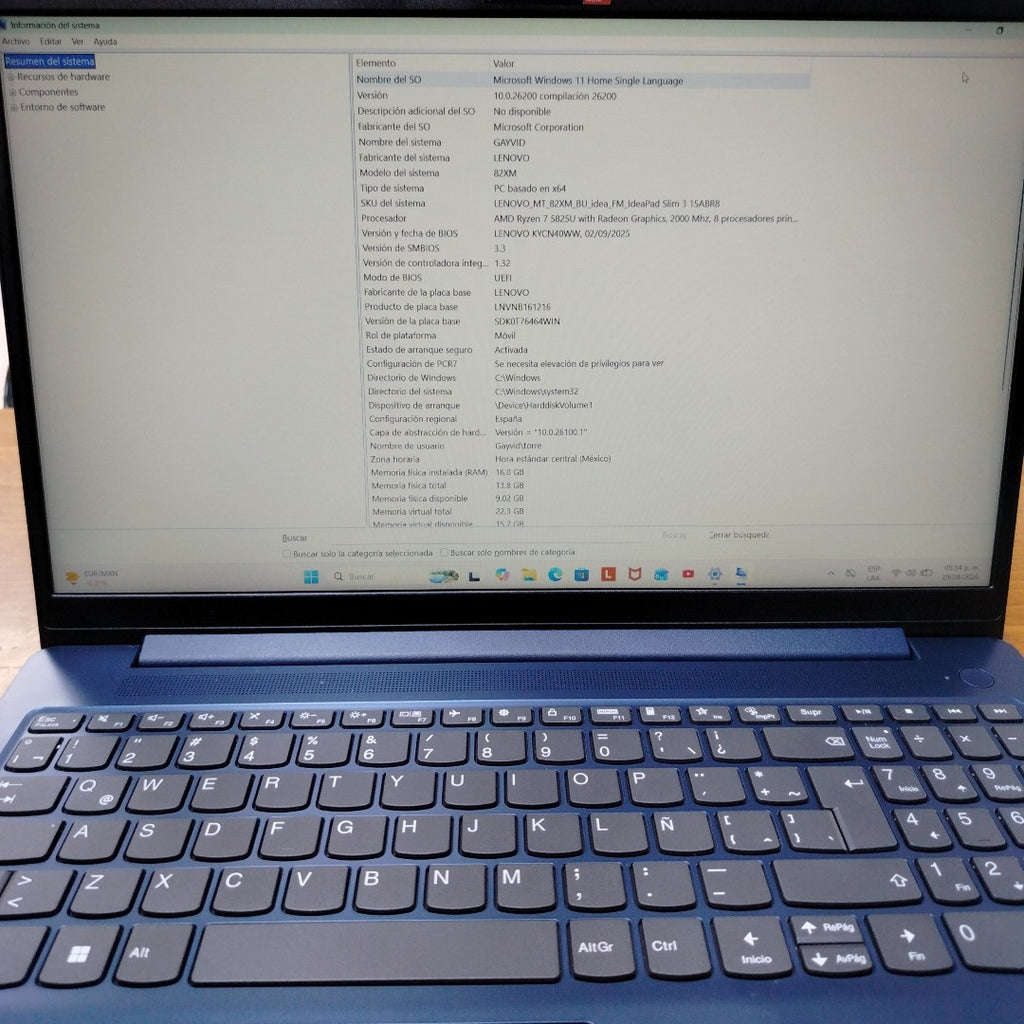 LAPTOP LENOVO IDEAPAD SLIM 3 15ABR8 (2025) 1 TB SSD 16 GB RAM (SEMINUEVO)