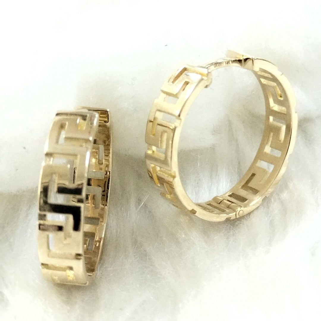 ARETES ARRACADA C GRECAS 14K 7.4 GR (NUEVO)