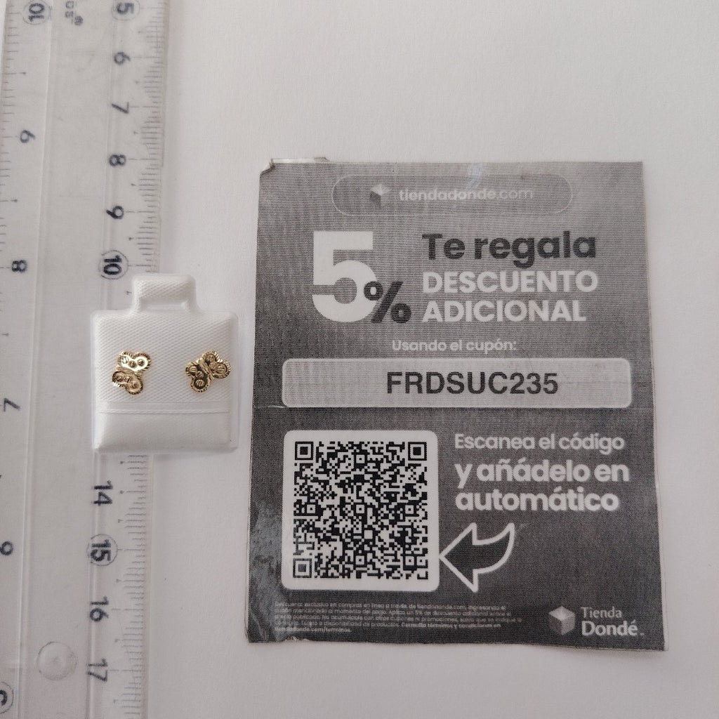 BROQUELES BROQUEL FIG MARIPOSA 14K 0.2668 GR (NUEVO)