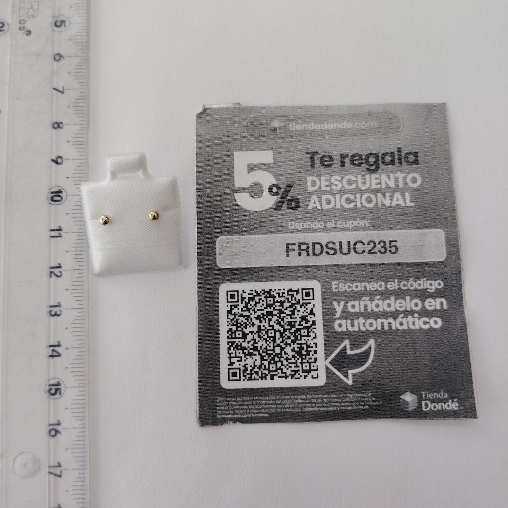 BROQUELES BROQUEL FIG ESFERA 14K 0.1408 GR (NUEVO)