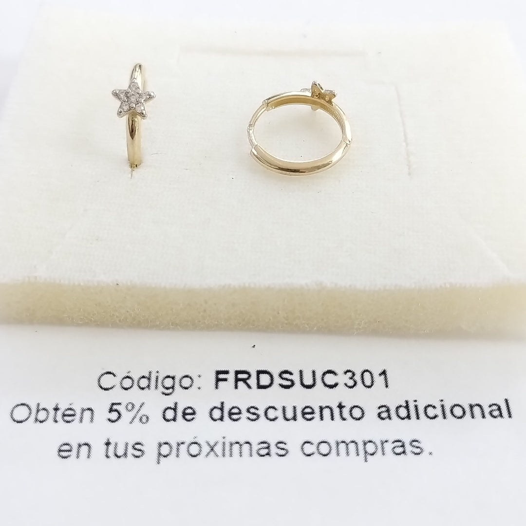 ARETES ARRACADAS FIG ESTRELLA CIRCONIAS 10K 1.6 GR (NUEVO)