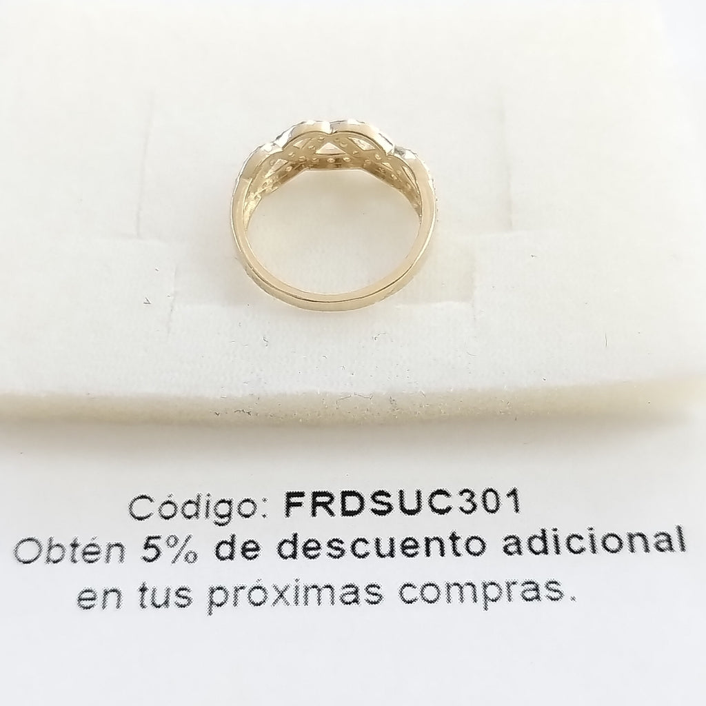 ANILLOS TRENZADO CON CIRCONIAS 14K TALLA 7 2.4 GR (NUEVO)