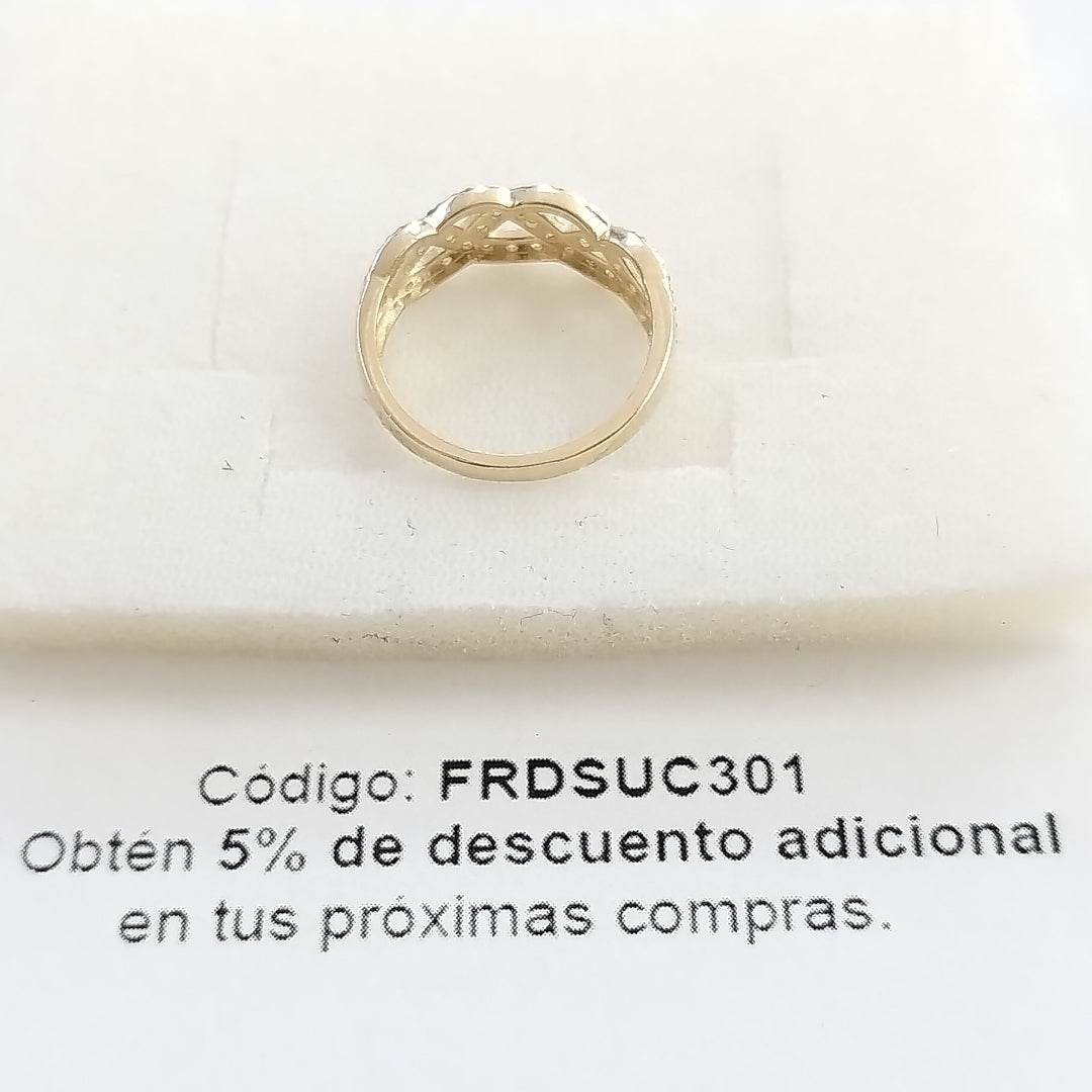 ANILLOS TRENZADO CON CIRCONIAS 14K TALLA 7 2.4 GR (NUEVO)