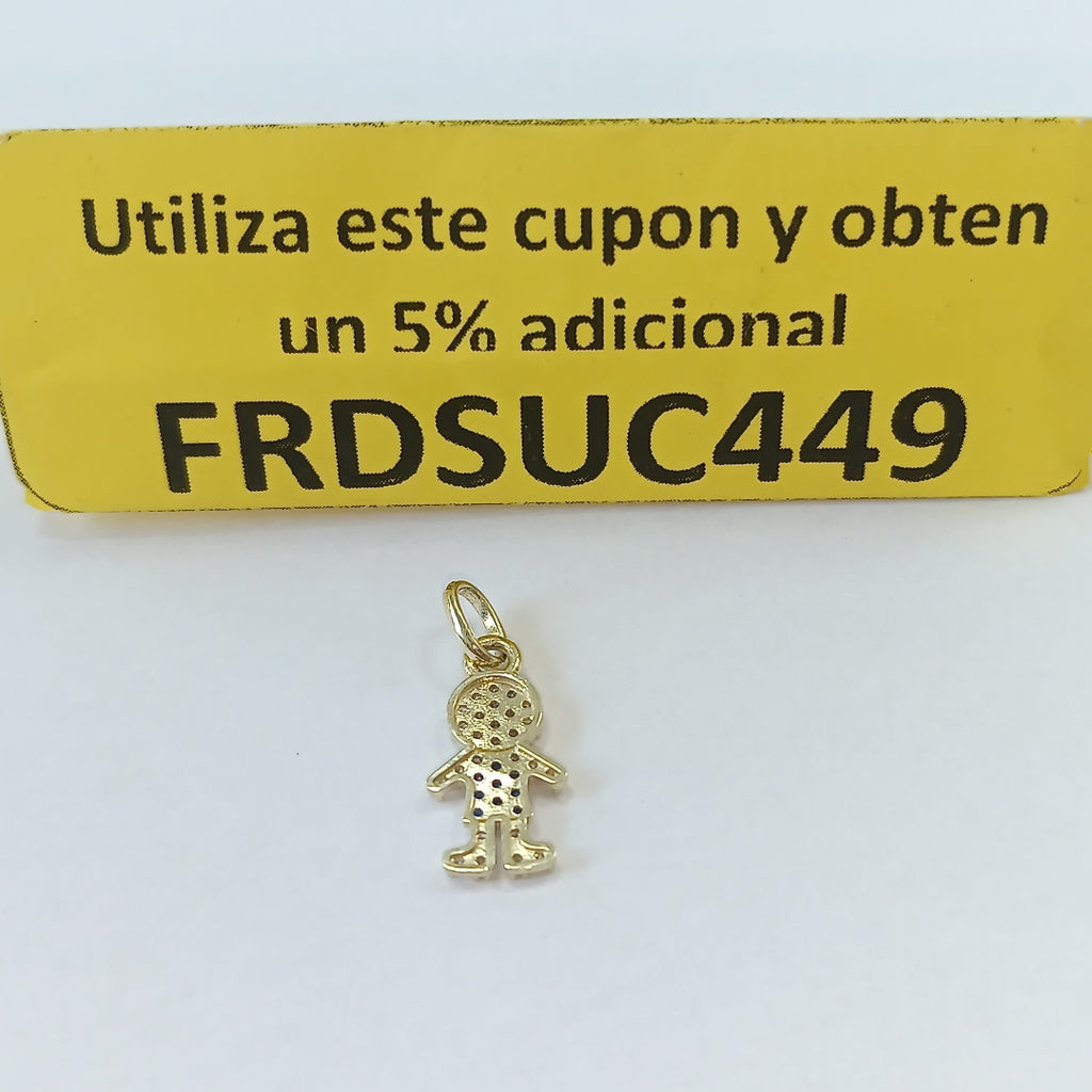 DIJE NIÑO CON CIRCONIAS Y PIEDRAS DE COLOR 10K 0.8 GR (NUEVO)