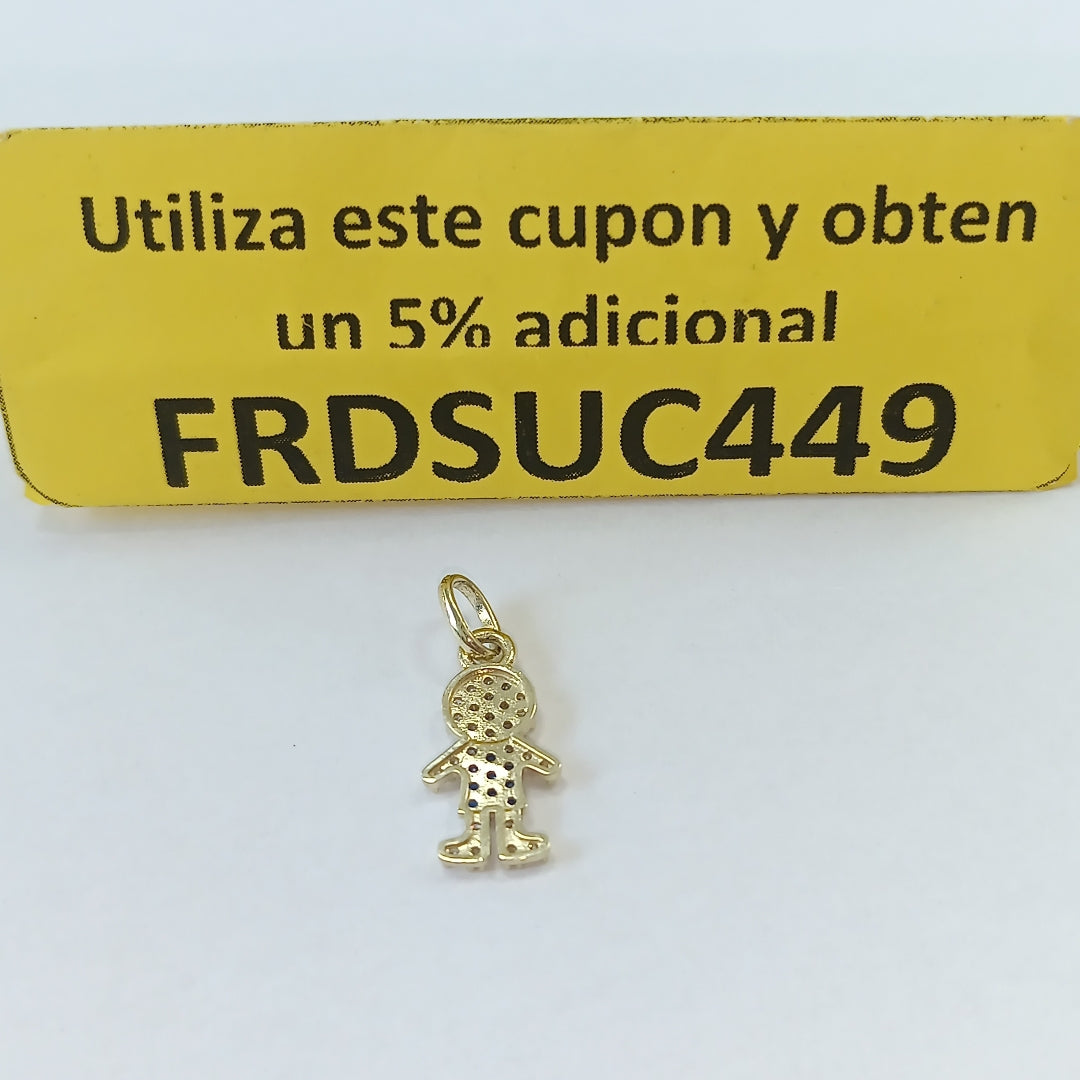 DIJE NIÑO CON CIRCONIAS Y PIEDRAS DE COLOR 10K 0.8 GR (NUEVO)