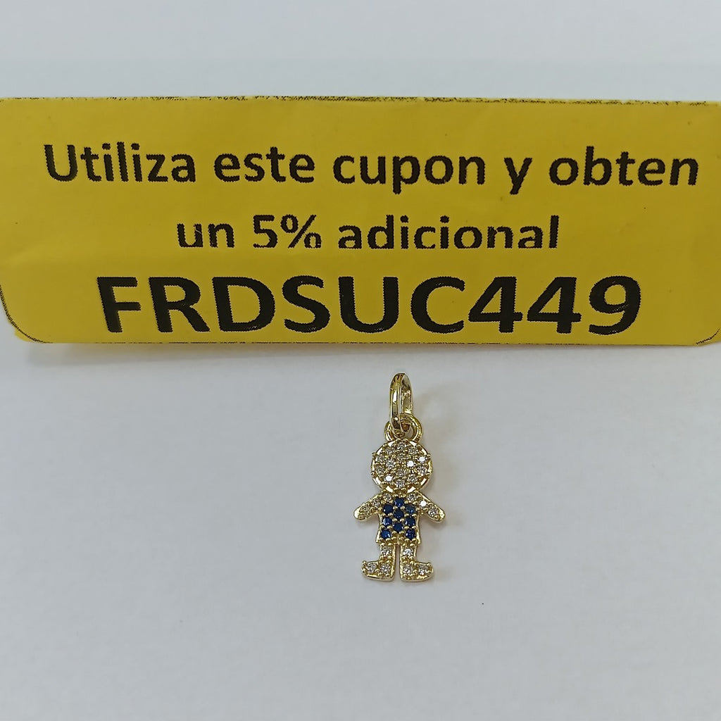 DIJE NIÑO CON CIRCONIAS Y PIEDRAS DE COLOR 10K 0.9 GR (NUEVO)