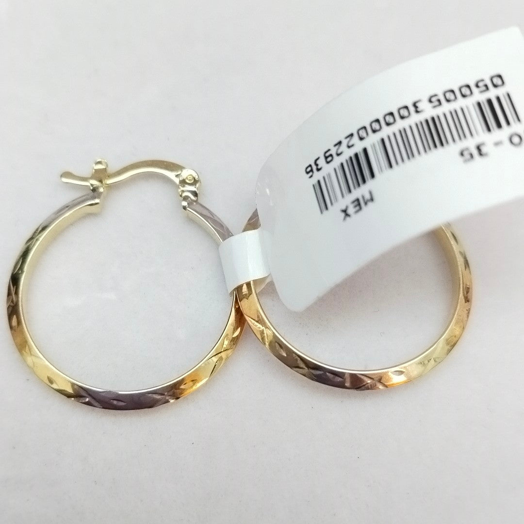 ARETES TEJIDO ARRACADAS BISELADAS COMBINADAS 14K 1.4 GR (NUEVO)