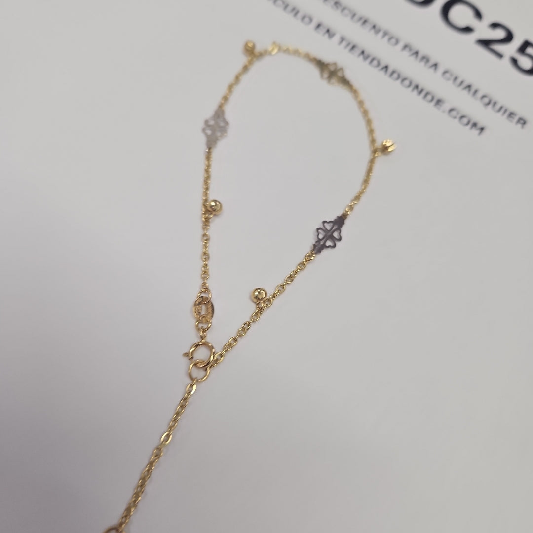 PULSERA ESPECIAL CON TREBOL 14K 18 CM 1.8 GR (NUEVO)
