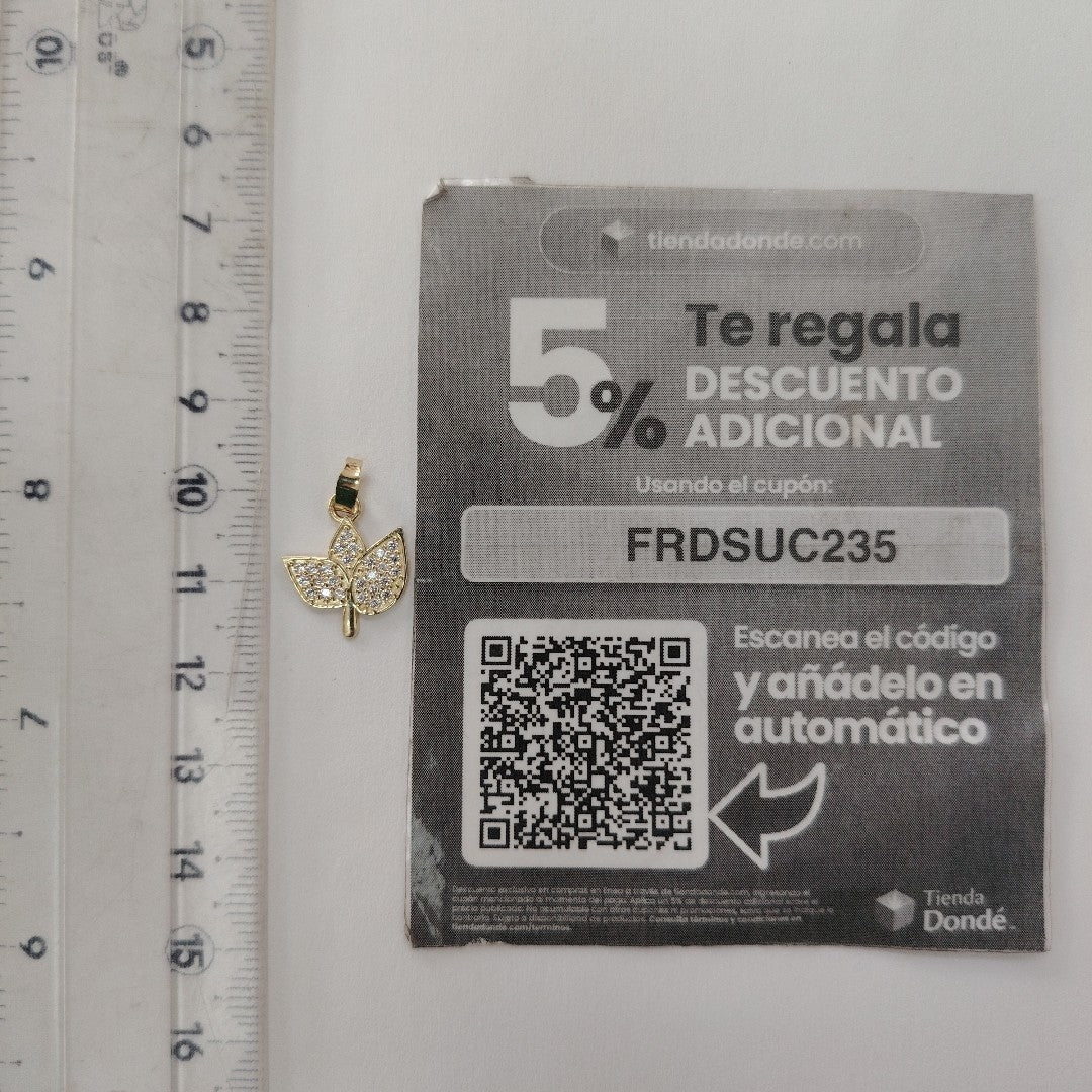 DIJE TEJIDO HOJAS CON CIRCONIAS 14K 0.9 GR (NUEVO)