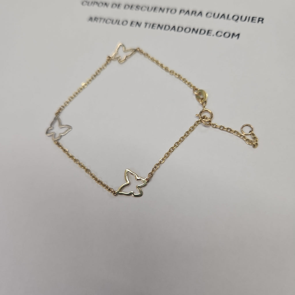 PULSERA ESPECIAL C MARIPOSAS 14K 18 CM 1.7 GR (NUEVO)