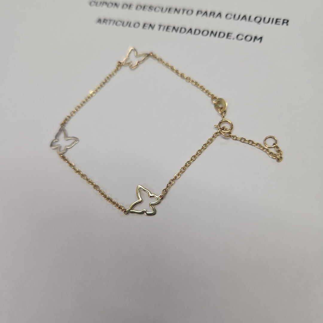 PULSERA ESPECIAL C MARIPOSAS 14K 18 CM 1.7 GR (NUEVO)