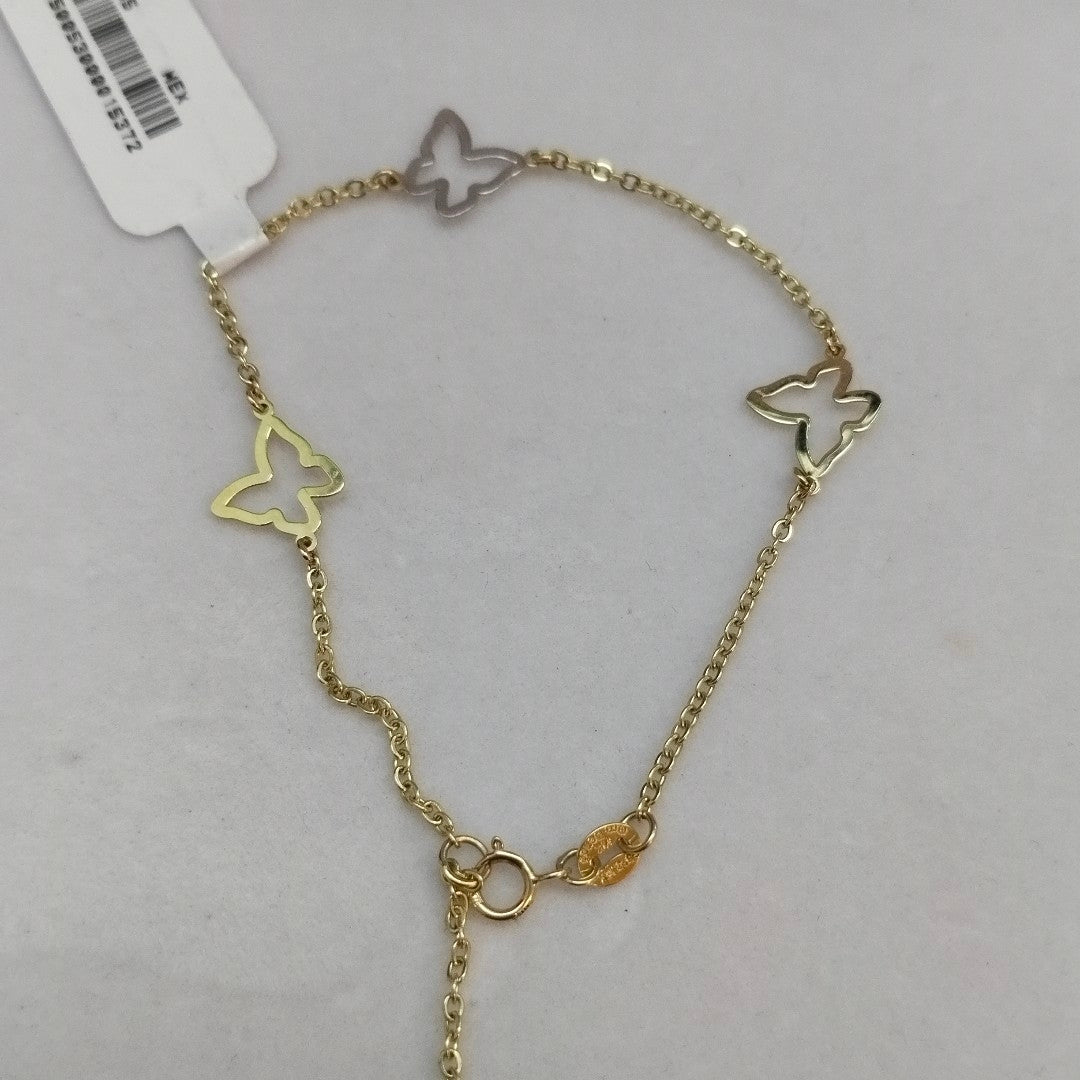 PULSERA ESPECIAL C MARIPOSAS 14K 18 CM 1.7 GR (NUEVO)