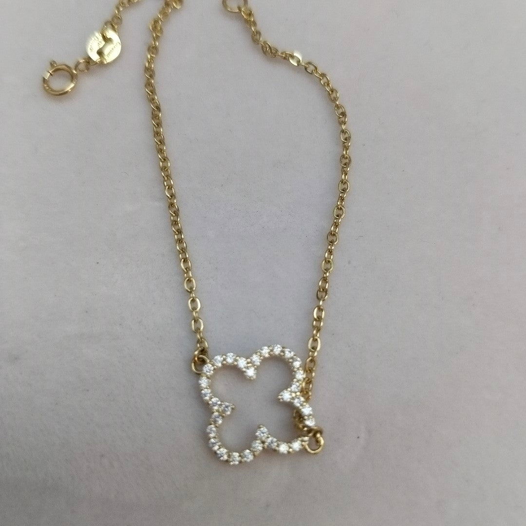 PULSERA TEJIDO ESPECIAL C CIRCONIAS 14K 18 CM 1.8 GR (NUEVO)