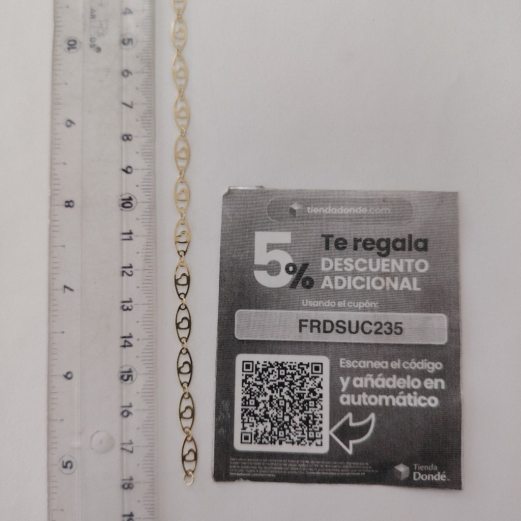PULSERA TEJIDO ESPECIAL CON CORAZON 14K 18 CM 1.4 GR (NUEVO)
