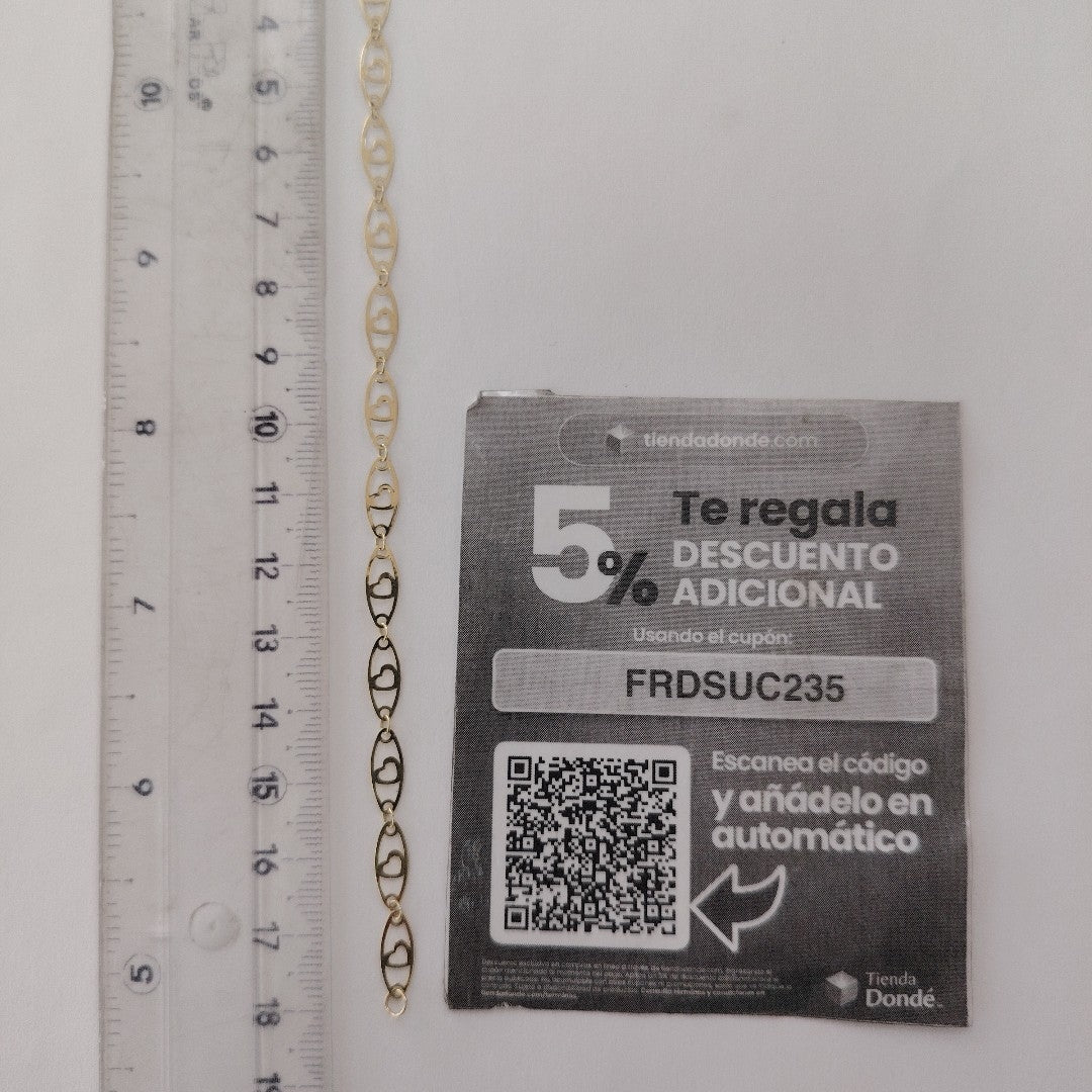 PULSERA TEJIDO ESPECIAL CON CORAZON 14K 18 CM 1.4 GR (NUEVO)