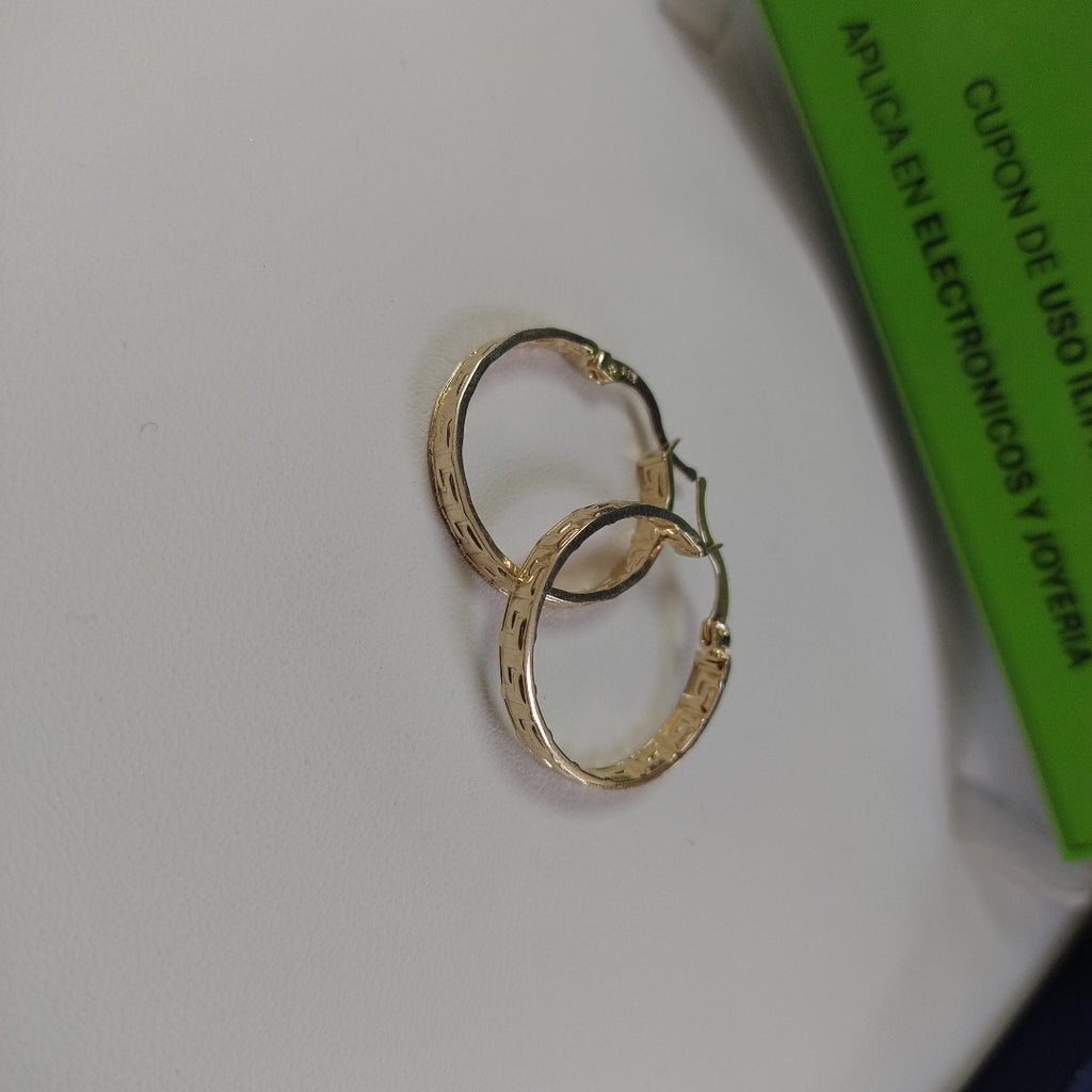 ARETES ARRACADA CON GRECAS 14K 2.1 GR (NUEVO)