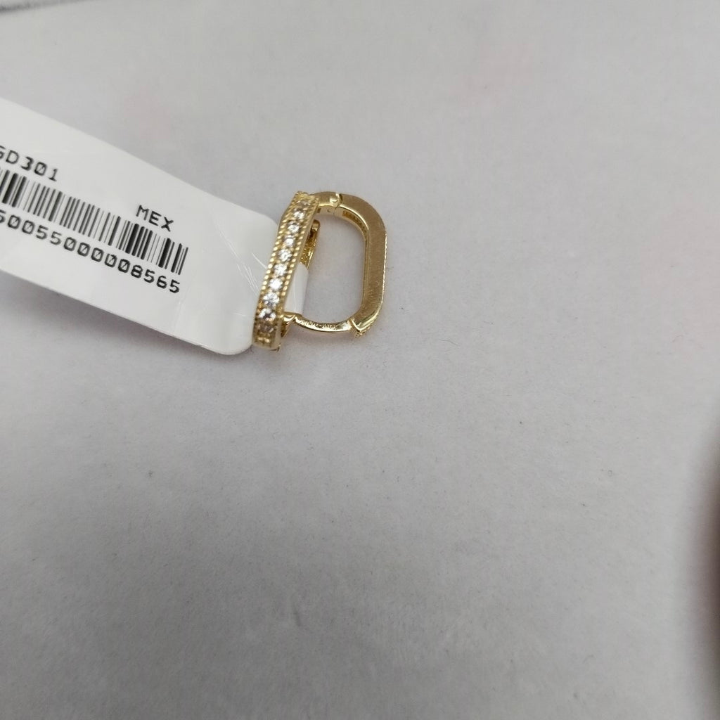 ARETES HUGGIES OVALADA C CIRCONIAS 14K 2.3 GR (NUEVO)