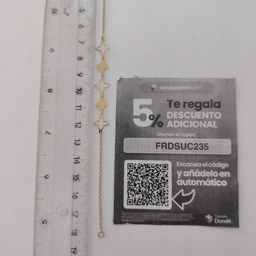 PULSERA TEJIDO ESP CON TREBOL 14K 18 CM 1.6 GR (NUEVO)