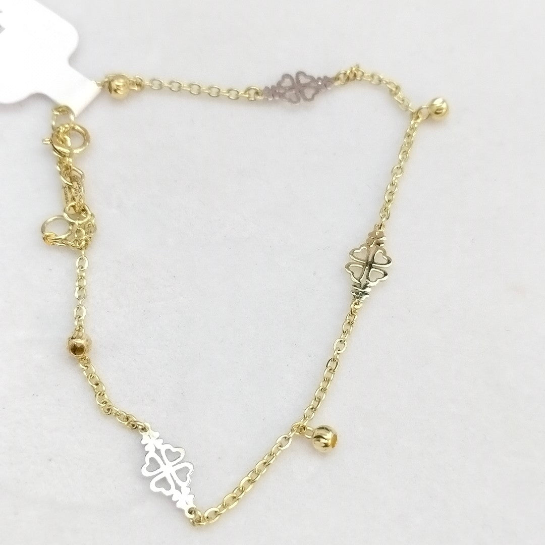 PULSERA ESPECIAL CON TREBOL 14K 18 CM 1.8 GR (NUEVO)