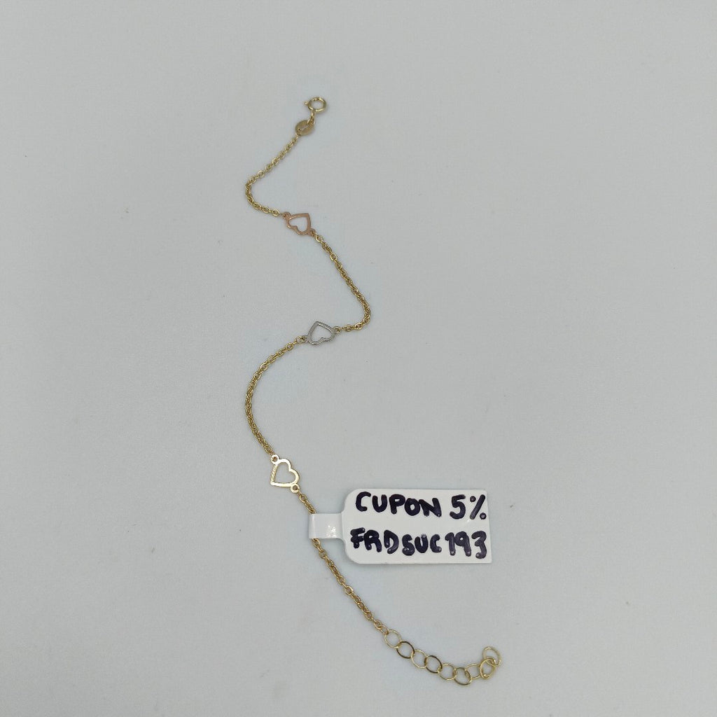 PULSERA ESPECIAL CON CORAZONES 10K 18 CM 1.3 GR (NUEVO)