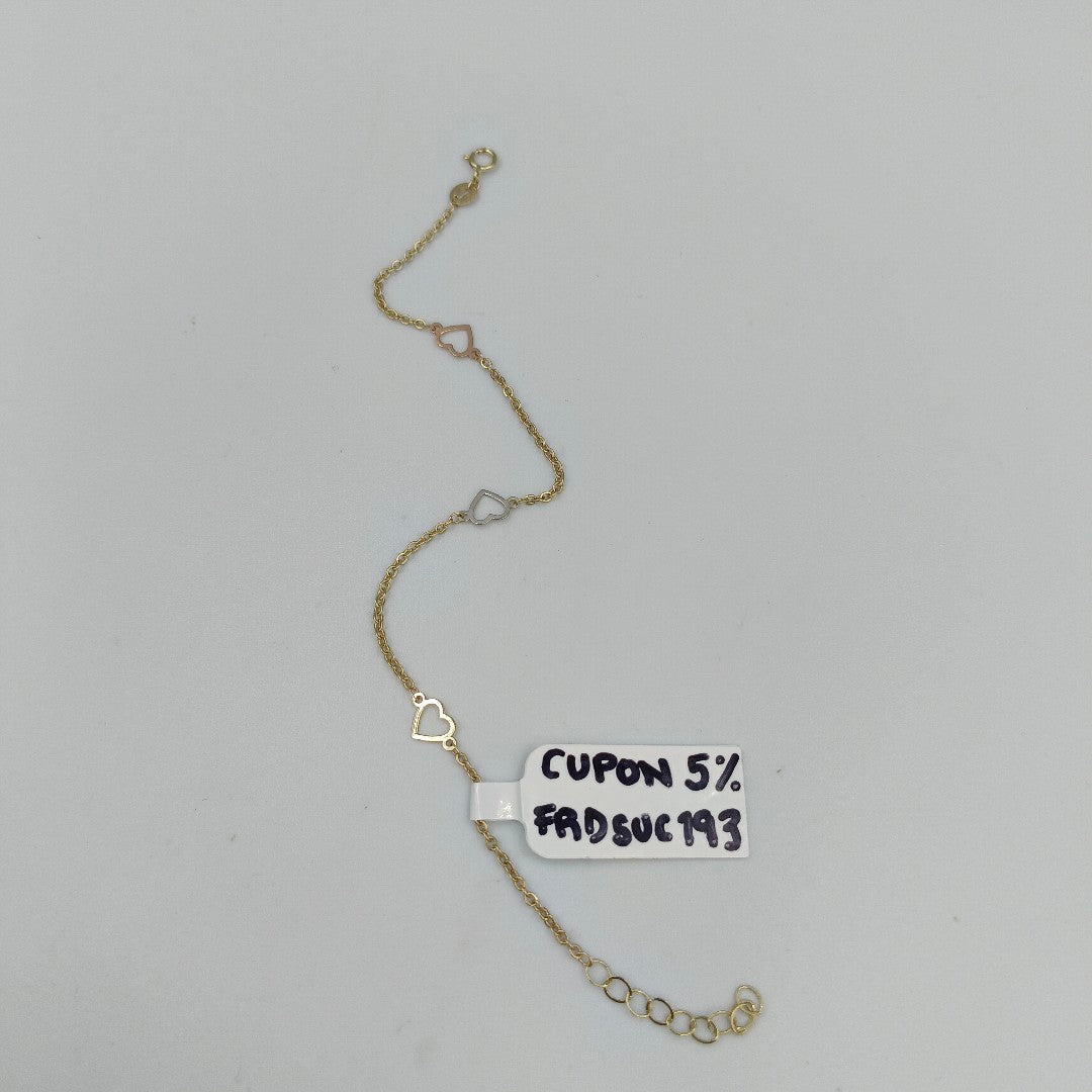 PULSERA ESPECIAL CON CORAZONES 10K 18 CM 1.3 GR (NUEVO)