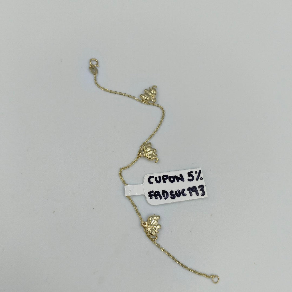 PULSERA ESPECIAL CON DIJES ELEFANTES 10K 18 CM 2.1 GR (NUEVO)