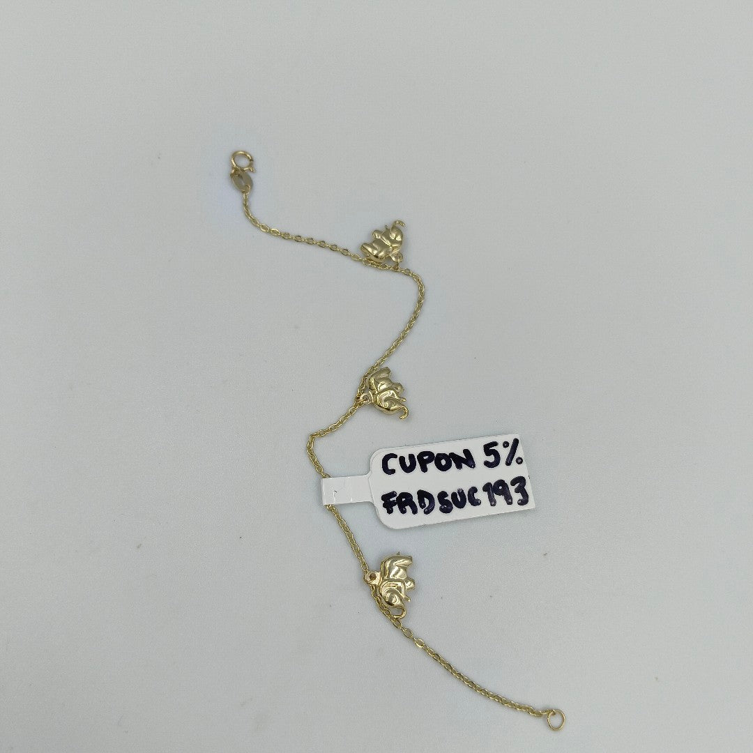 PULSERA ESPECIAL CON DIJES ELEFANTES 10K 18 CM 2.1 GR (NUEVO)