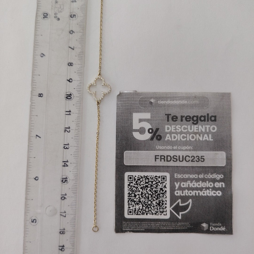 PULSERA TEJIDO ESPECIAL C CIRCONIAS 14K 18 CM 1.8 GR (NUEVO)