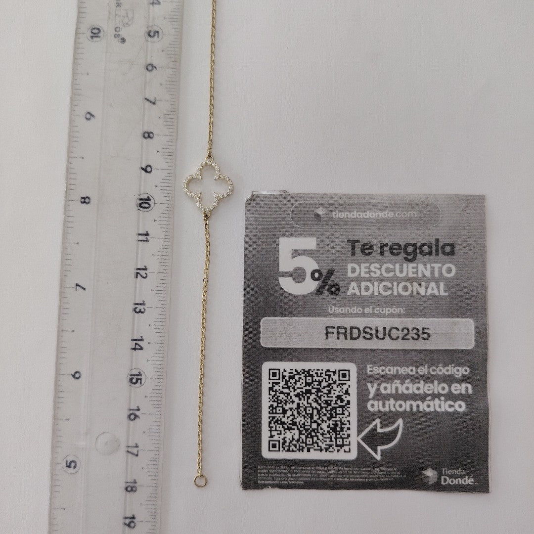 PULSERA TEJIDO ESPECIAL C CIRCONIAS 14K 18 CM 1.8 GR (NUEVO)