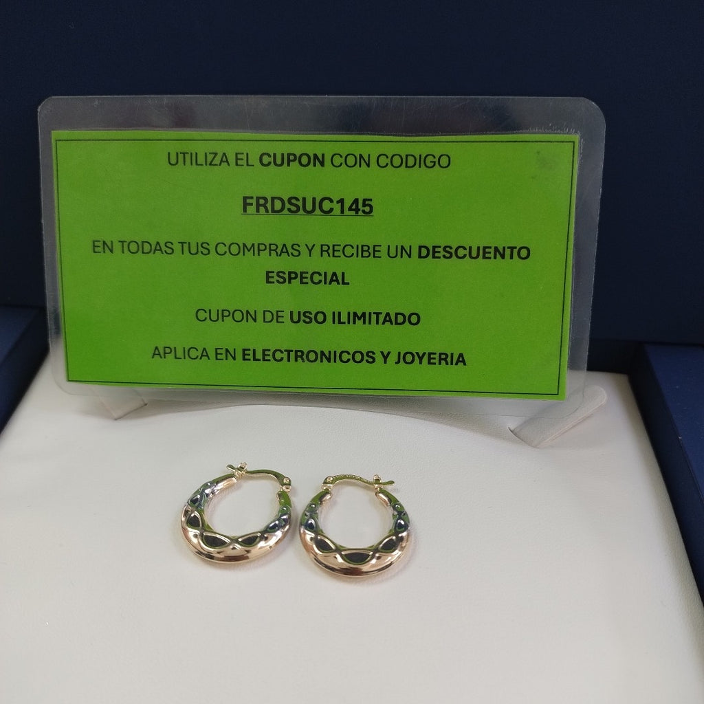ARETES ARRACADAS COMBINADAS CON INFINITO 14K 2.3 GR (NUEVO)