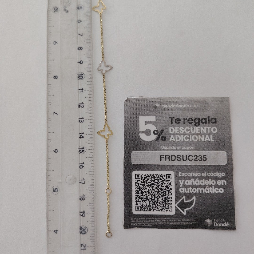PULSERA ESPECIAL C MARIPOSAS 14K 18 CM 1.7 GR (NUEVO)
