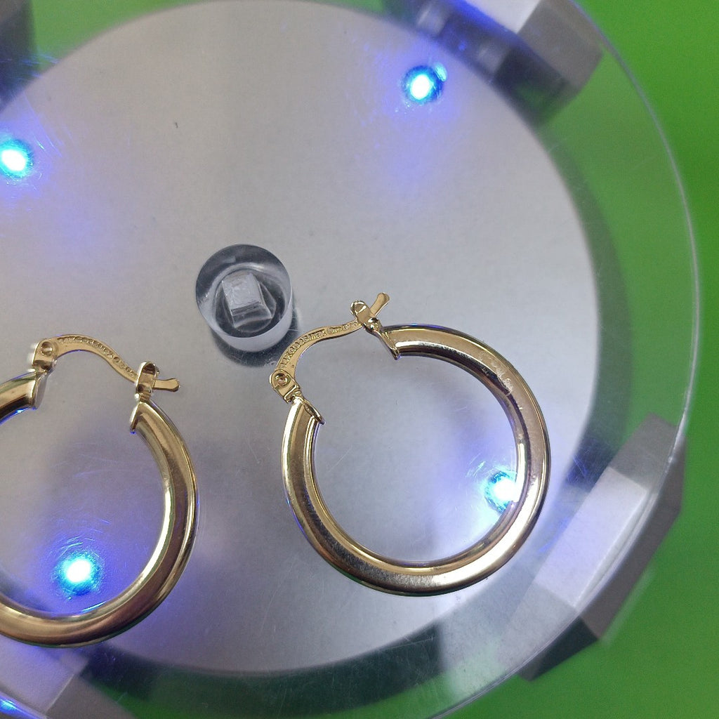 ARETES TEJIDO ARRACADA LISA 14K 2 GR (NUEVO)