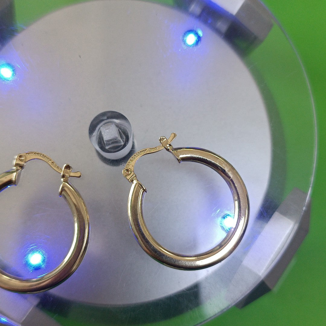 ARETES TEJIDO ARRACADA LISA 14K 2 GR (NUEVO)