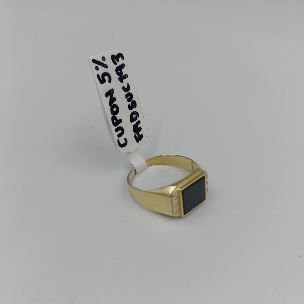 ANILLOS CON ONIX Y CIRCONIAS 10K TALLA 11 3.8 GR (NUEVO)