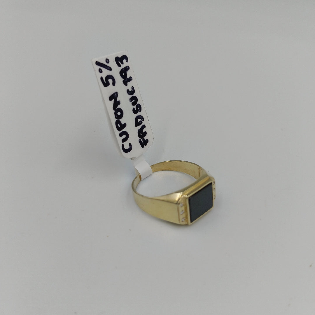 ANILLOS CON ONIX Y CIRCONIAS 10K TALLA 11 3.8 GR (NUEVO)