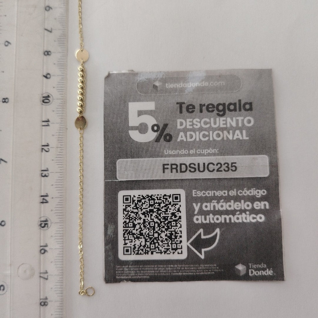 PULSERA TEJIDO ESPECIAL CON BOLITAS 14K 18 CM 1.7 GR (NUEVO)