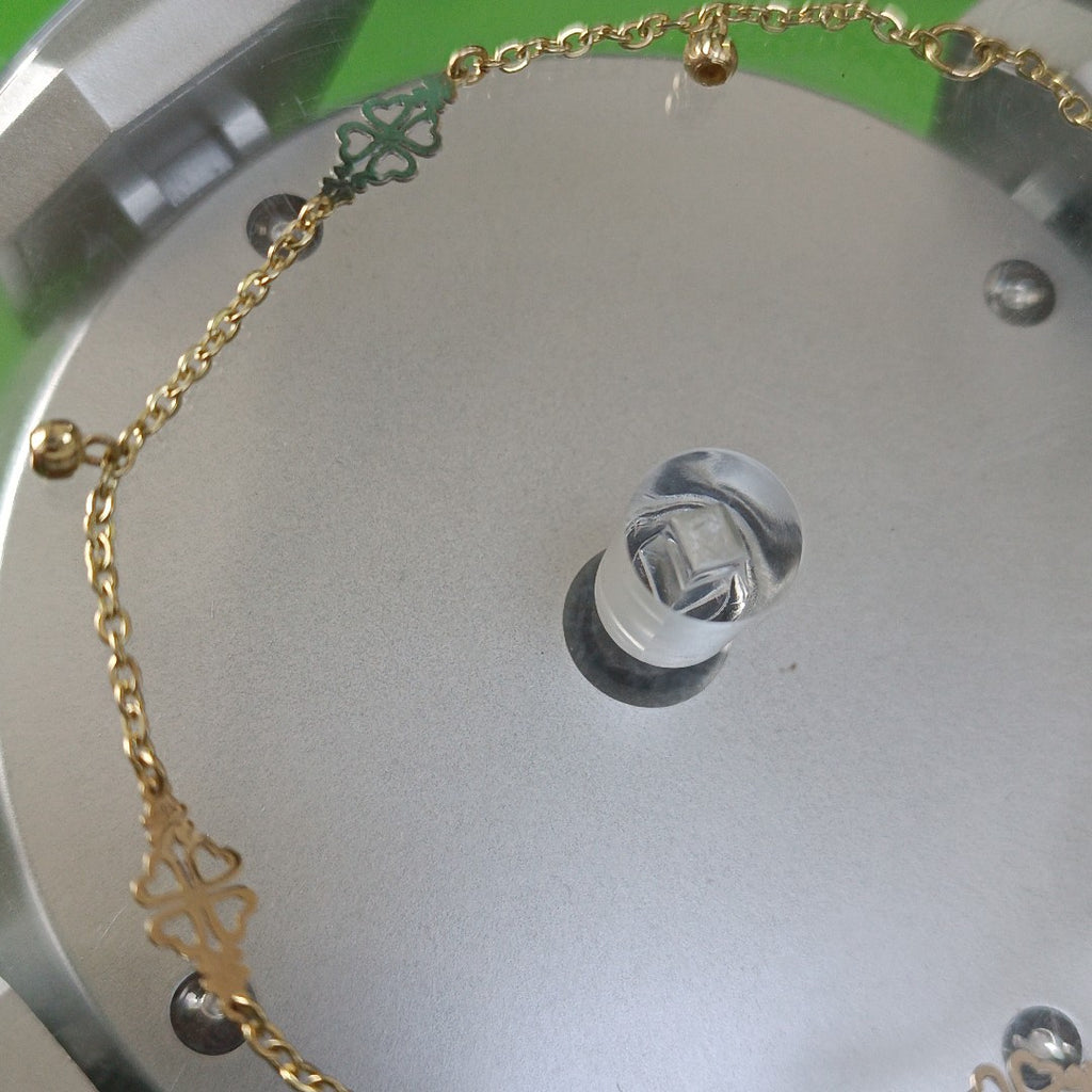 PULSERA ESPECIAL CON TREBOL 14K 18 CM 1.8 GR (NUEVO)