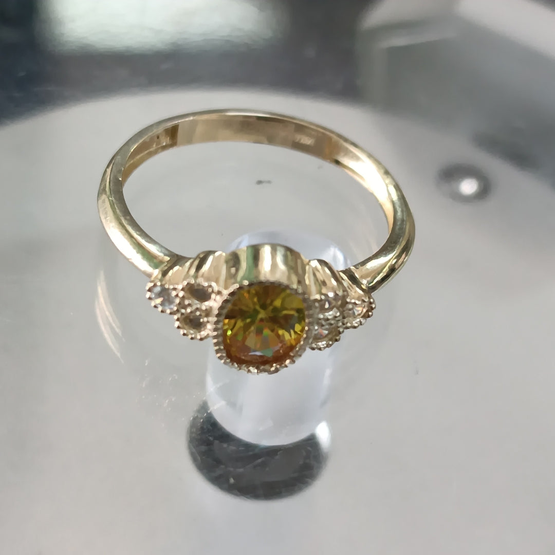 ANILLOS CIRCONIAS Y PIEDRA DE COLOR 14K TALLA 7 2 GR (NUEVO)