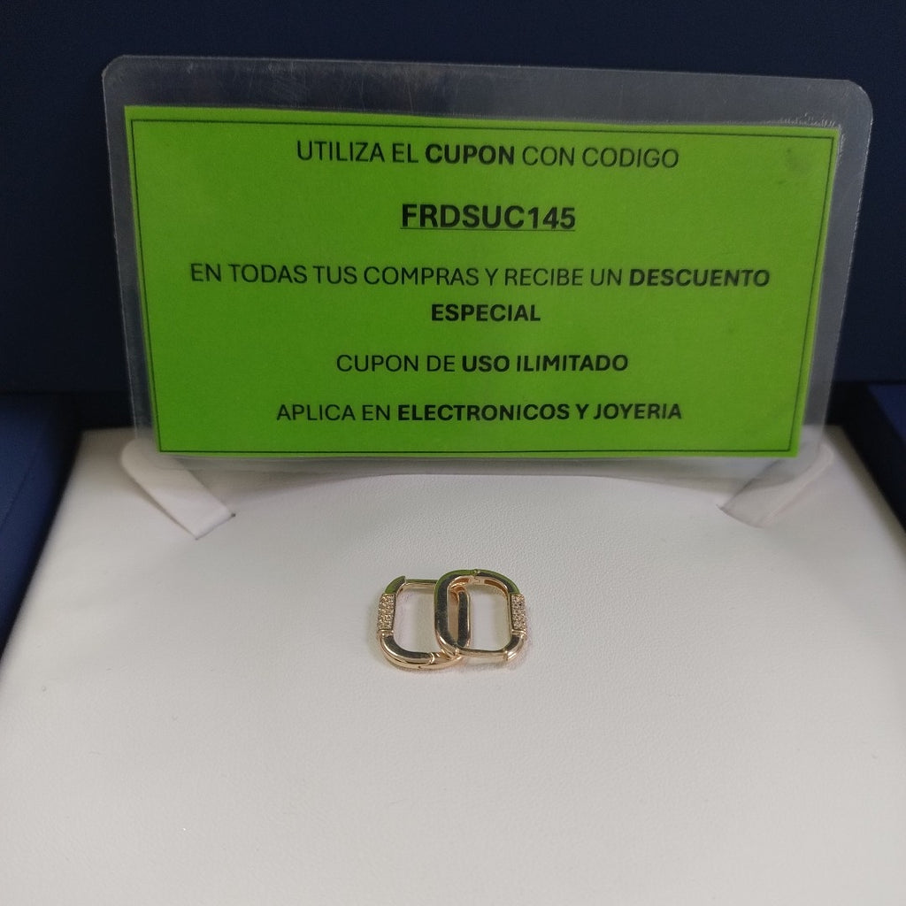 ARETES HUGGIES OVALADA C CIRCONIAS 14K 2.4 GR (NUEVO)