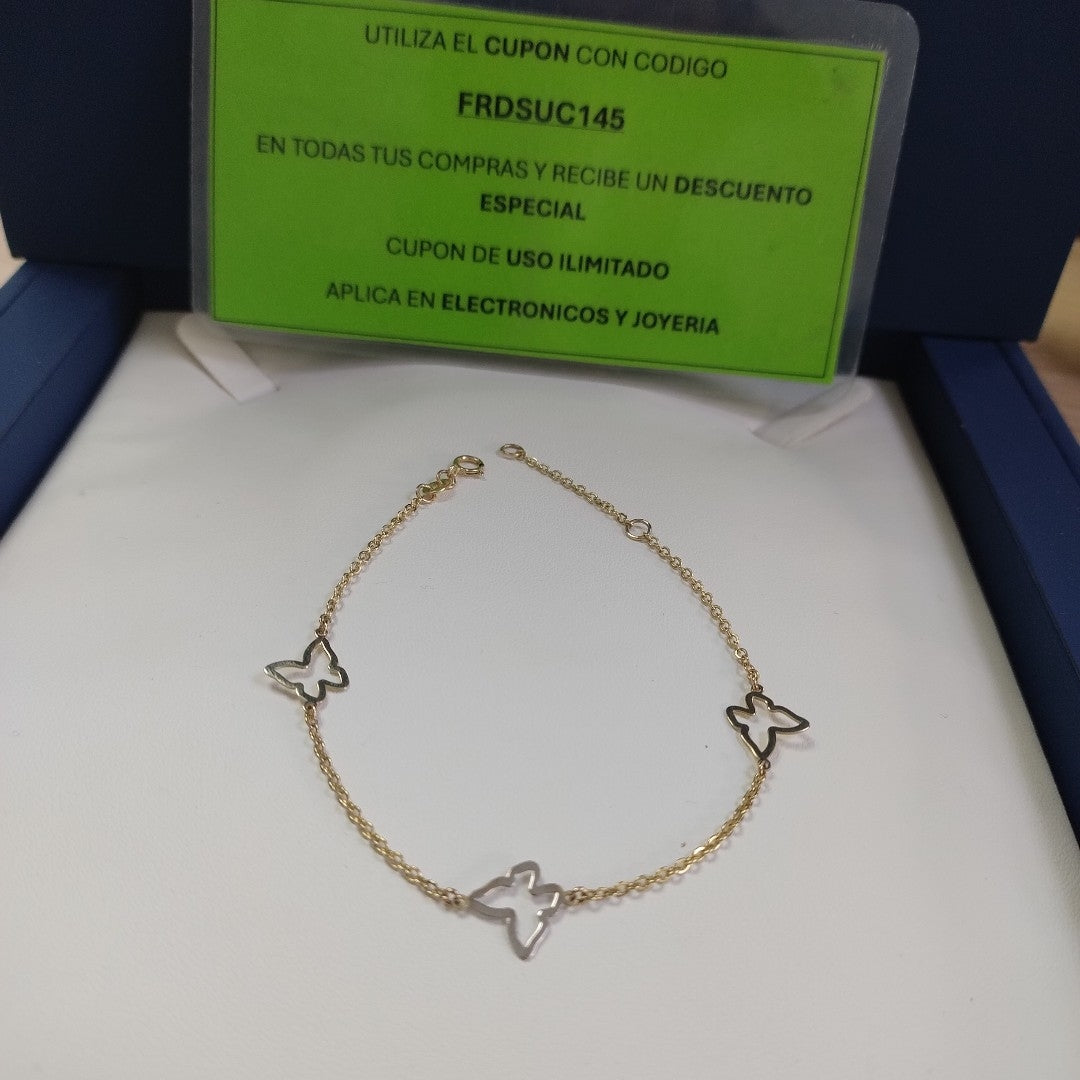 PULSERA ESPECIAL C MARIPOSAS 14K 18 CM 1.7 GR (NUEVO)