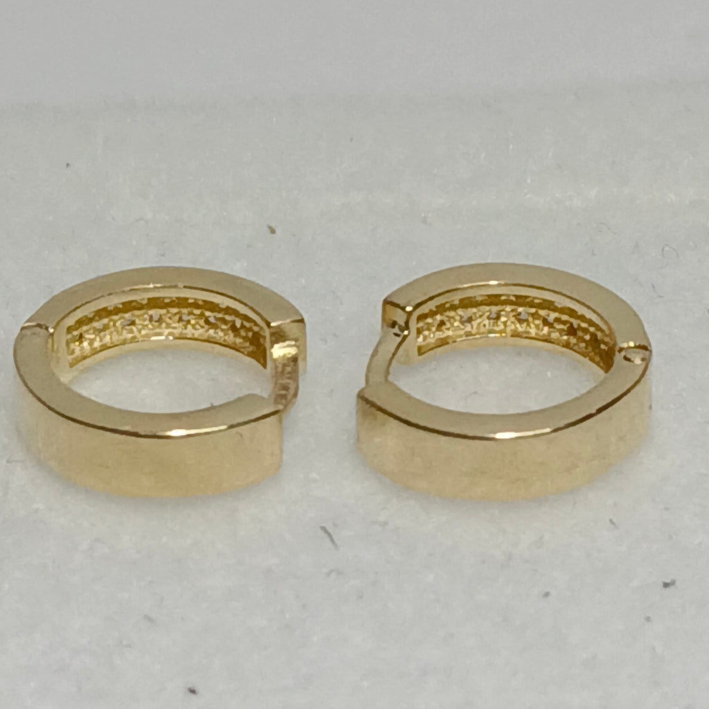 ARETES HUGGIES C CIRCONIAS 14K 2.2 GR (NUEVO)