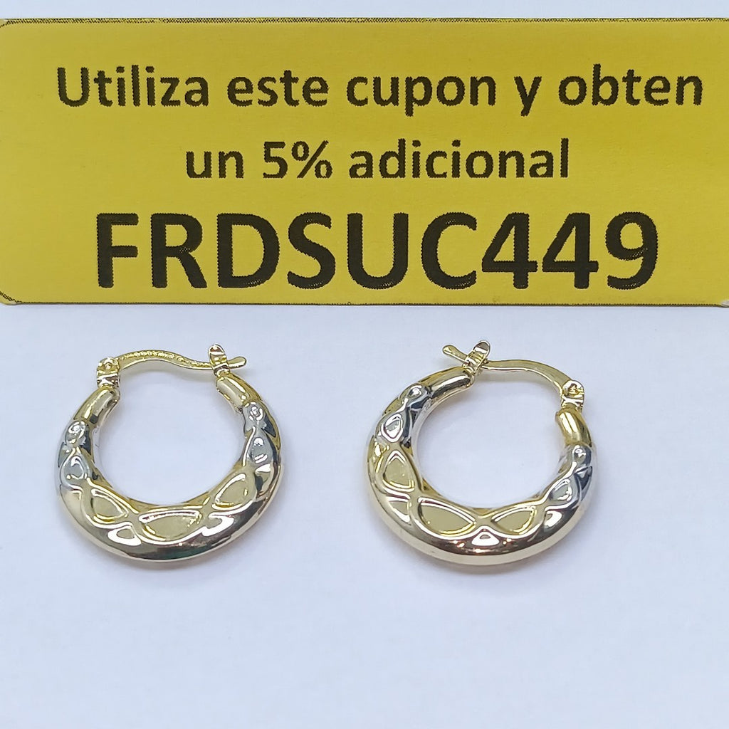 ARETES ARRACADAS COMBINADAS CON INFINITO 14K 2.2 GR (NUEVO)