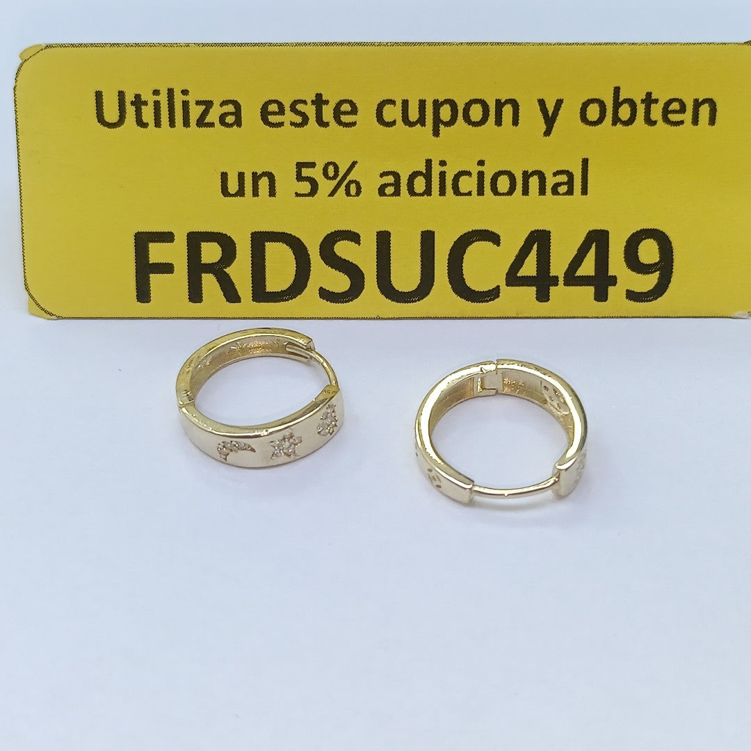 ARETES TEJIDO HUGGIES CON CIRCONIAS 14K 2.9 GR (NUEVO)